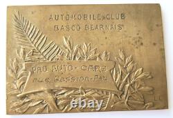 Bronze Plaque Medal, Basque-Béarn Automobile Club, Art Deco Car Medal