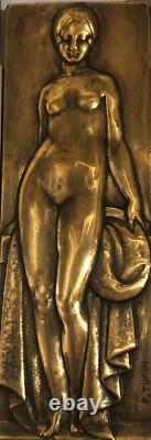 Bronze Plaque Medal The Bather By Turin Art Deco New Woman