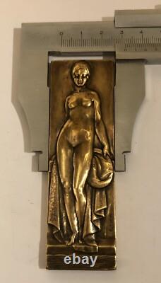Bronze Plaque Medal The Bather By Turin Art Deco New Woman