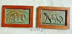 Bronze Plates Art Deco Panthers Lionnes Barye Jouve