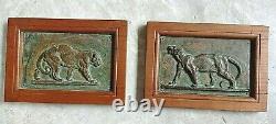 Bronze Plates Art Deco Panthers Lionnes Barye Jouve