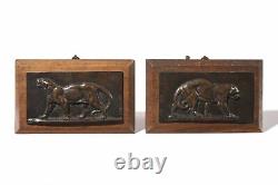 Bronze Plates Art Deco Panthers Lionnes Barye Jouve