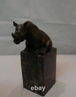 Bronze Rhinoceros Animalier Style Statue Sculpture Art Deco Style Art Nouveau