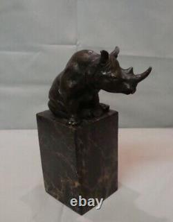 Bronze Rhinoceros Animalier Style Statue Sculpture Art Deco Style Art Nouveau