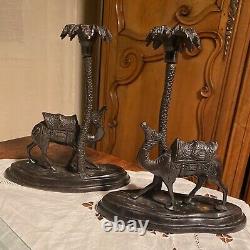 Bronze Sculpture, Animalier Bronze Art Deco Period, 2 Candle Holders, circa 1900
