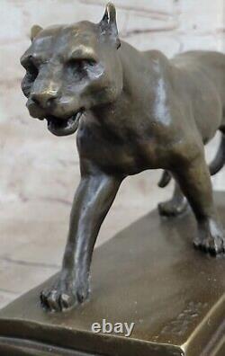 Bronze Sculpture Art Deco Black Panther Animal Statue Jaguar Figurine Leopard