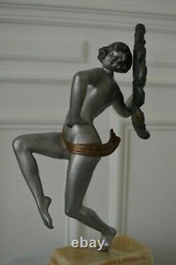 Bronze Sculpture Art Deco Dancer Desire Grisard To The Range