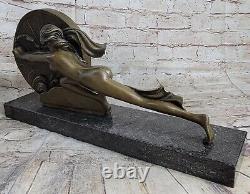 Bronze Sculpture Art Deco Female Chair Anniversary Gift by Gennarelli