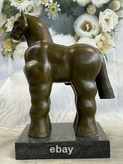 Bronze Sculpture Art Deco Marble Base Abstract Inspired Fernando Botero Horse