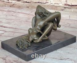 Bronze Sculpture Art Deco Modern Chair Decor Erotic Woman Metal Handmade Nr