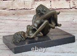 Bronze Sculpture Art Deco Modern Chair Decor Erotic Woman Metal Handmade Nr