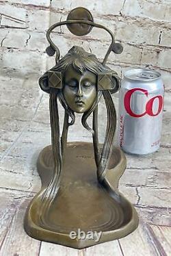 Bronze Sculpture Art Deco New Style Metal Woman Jewelry Flat Figurine