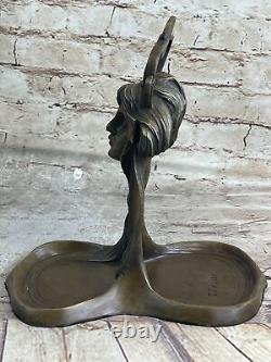 Bronze Sculpture Art Deco New Style Metal Woman Jewelry Flat Figurine