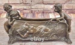 Bronze Sculpture Art Deco Nouveau Planter Vase Cast Iron Indoor / Outdoor