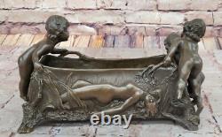 Bronze Sculpture Art Deco Nouveau Planter Vase Cast Iron Indoor / Outdoor