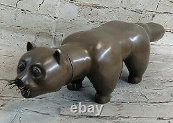 Bronze Sculpture By Botero Cat Félin Animal Art Deco Statue Figurine