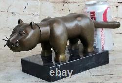 Bronze Sculpture By Botero Cat Félin Animal Art Deco Statue Figurine