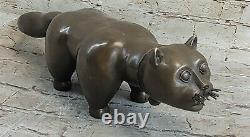 Bronze Sculpture By Botero Cat Félin Animal Art Deco Statue Figurine