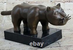 Bronze Sculpture By Botero Cat Félin Animal Art Deco Statue Figurine