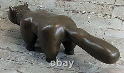 Bronze Sculpture By Botero Cat Félin Animal Art Deco Statue Figurine