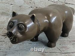 Bronze Sculpture By Botero Cat Félin Animal Art Deco Statue Figurine