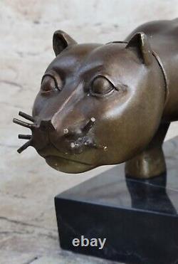 Bronze Sculpture By Botero Cat Félin Animal Art Deco Statue Figurine