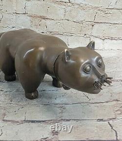 Bronze Sculpture By Botero Cat Félin Animal Art Deco Statue Figurine