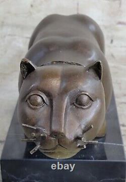 Bronze Sculpture By Botero Cat Félin Animal Art Deco Statue Figurine