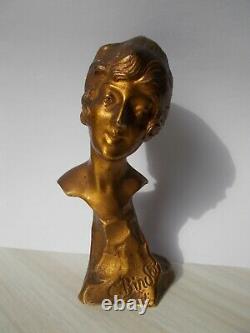 Bronze Sculpture C. Binder 1910/20 Bust Of Woman Art Nouveau Art Deco Statue