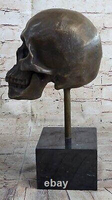 Bronze Sculpture Death Head Western Art Deco Hand Made Figure In