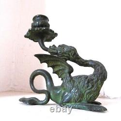 Bronze Sculpture Dragon With Candlestick, Art Deco Era Circa 1930