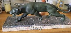 Bronze Sculpture Panther Signed by Salvator Melani 1902-1934 ART DECO large Model