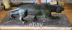 Bronze Sculpture Panther Signed by Salvator Melani 1902-1934 ART DECO large Model