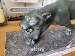 Bronze Sculpture Panther Signed by Salvator Melani 1902-1934 ART DECO large Model