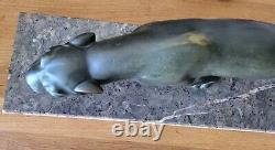 Bronze Sculpture Panther Signed by Salvator Melani 1902-1934 ART DECO large Model