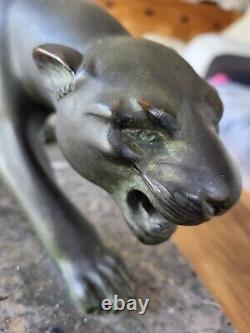 Bronze Sculpture Panther Signed by Salvator Melani 1902-1934 ART DECO large Model