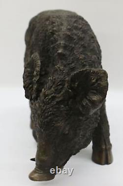 Bronze Sculpture Sale - Art Deco Wild Boar Pig Figurine Signed by Fait