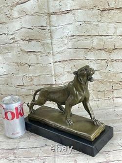 Bronze Sculpture Sale Marble Deco Art Female Lioness Lecourtier Dedicated