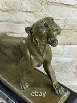 Bronze Sculpture Sale Marble Deco Art Female Lioness Lecourtier Dedicated