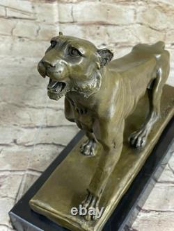 Bronze Sculpture Sale Marble Deco Art Female Lioness Lecourtier Dedicated