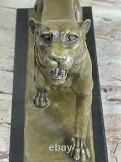 Bronze Sculpture Sale Marble Deco Art Female Lioness Lecourtier Dedicated
