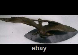 Bronze Sculpture Signed Elise Guy Art Deco Seagull in Full Flight in Front of a Sail
