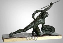Bronze Sculpture Signed by Salvator: Melanie the Gladiator, Art Deco Era