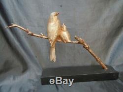 Bronze Sculpture Sparrows Birds On Branches Bronze Art Deco Becquerel In 1930