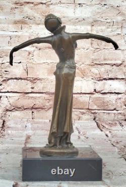 Bronze Sculpture Statue Art Deco 9 Large Dancer Signed Figurine Gift BB