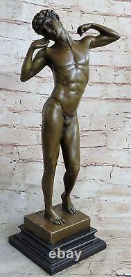 Bronze Sculpture Statue Figurine of a Male Muscular Chair Art Deco Famous Artist