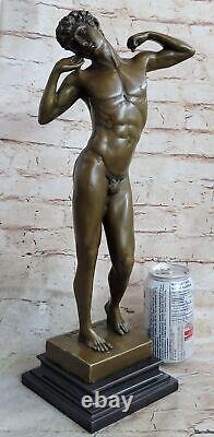 Bronze Sculpture Statue Figurine of a Male Muscular Chair Art Deco Famous Artist