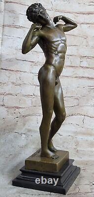 Bronze Sculpture Statue Figurine of a Male Muscular Chair Art Deco Famous Artist