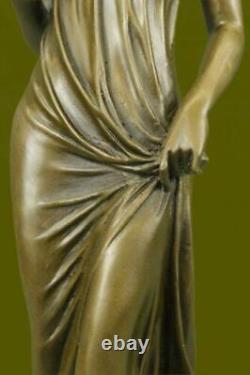 Bronze Sculpture Young Woman Gazes In A Flower By Moreau Art Nouveau Deco