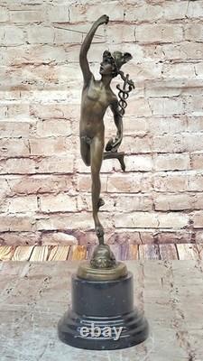 Bronze Sculpture of Flying Mercury by Giambologna in Marble, Art Deco Statue